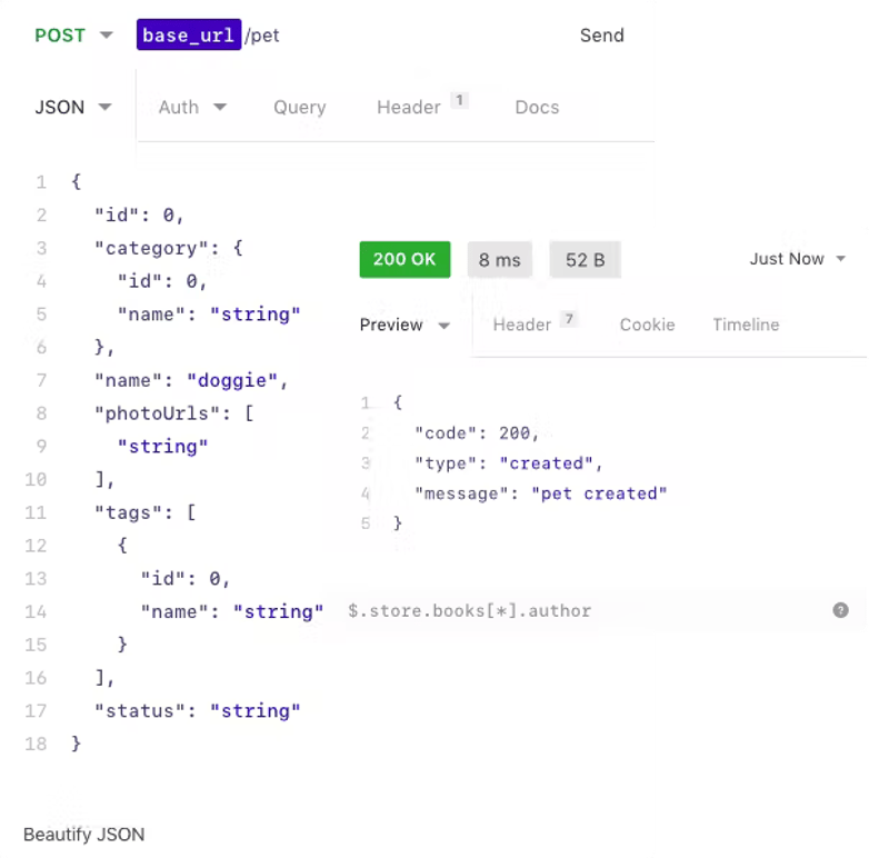 Insomnia API testing tool interface